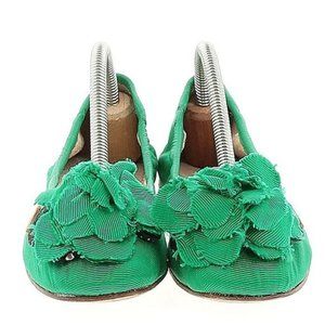 All Black Green Flats Buttons and Fabric Size 6